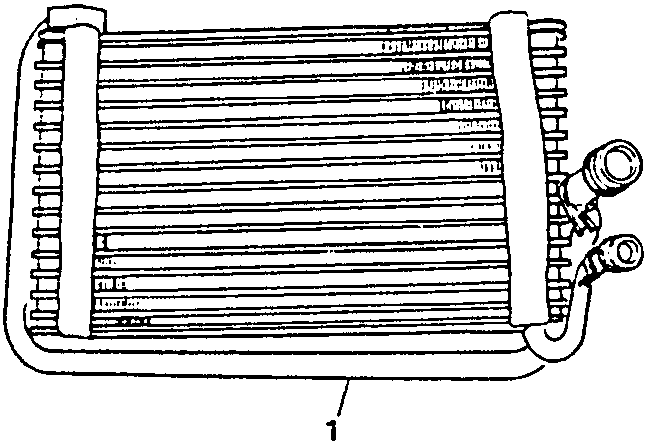 Diagram showing a radiator-like component labeled 1.