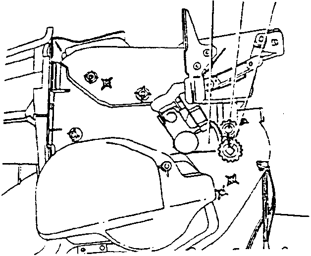 Diagram showing gears A, B, C in relation to the lower air distribution vent during refitting.