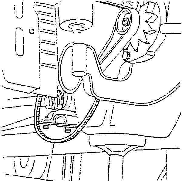 Diagram showing removal of compressor drive belt.