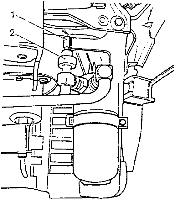 Defroster pressure switch with labeled parts 1 and 2