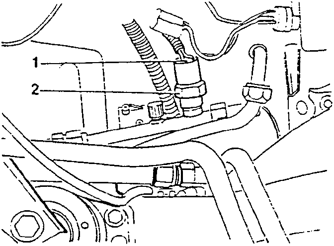 Three-level pressure switch with labeled parts 1 and 2