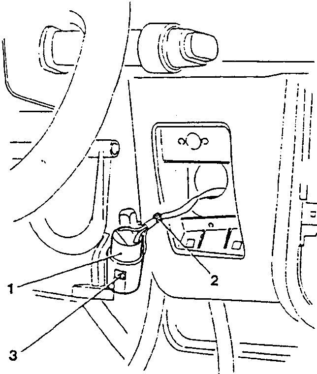Diagram shows fuel filter connection and mounting bracket assembly