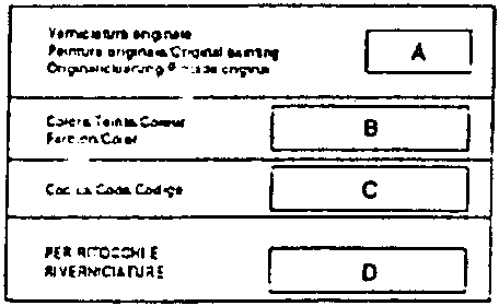 Paint identification plate layout with labeled sections A through D