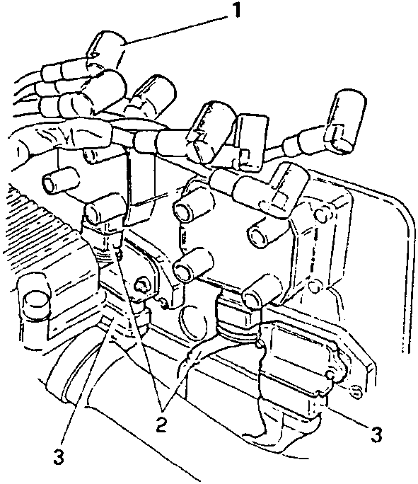 Spark plug cables and electrical connections disconnected from ignition coils and modules
