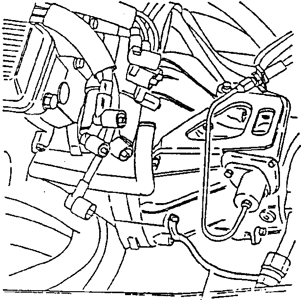 Engine compartment showing battery terminal and earth point connection