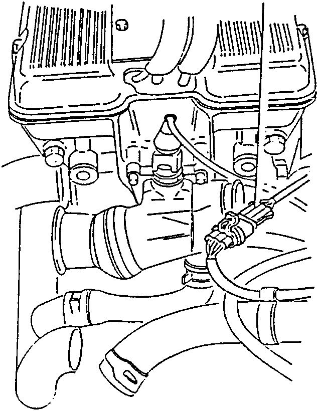 Engine bay showing electrical connection to odometer sensor