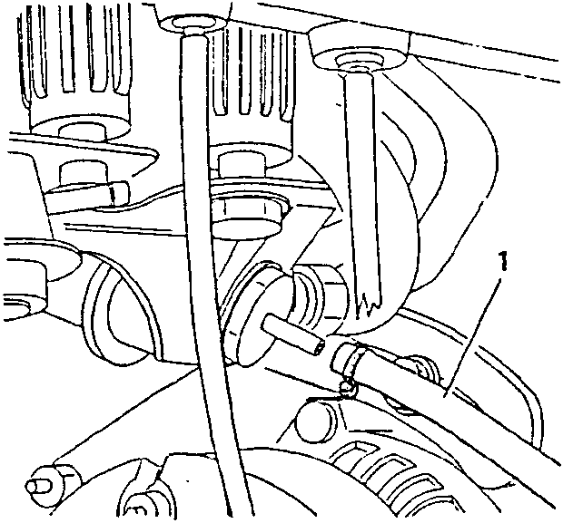 Engine diagram showing components labeled 1.