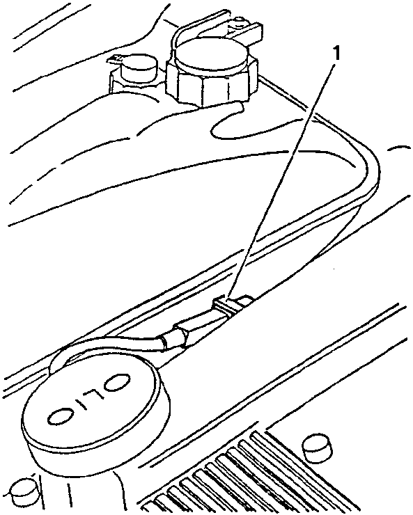 Engine view showing a hand disconnecting an electrical connector near an oil cap