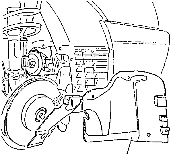 Diagram showing removal of central engine protection cover from right-hand wheelhousing