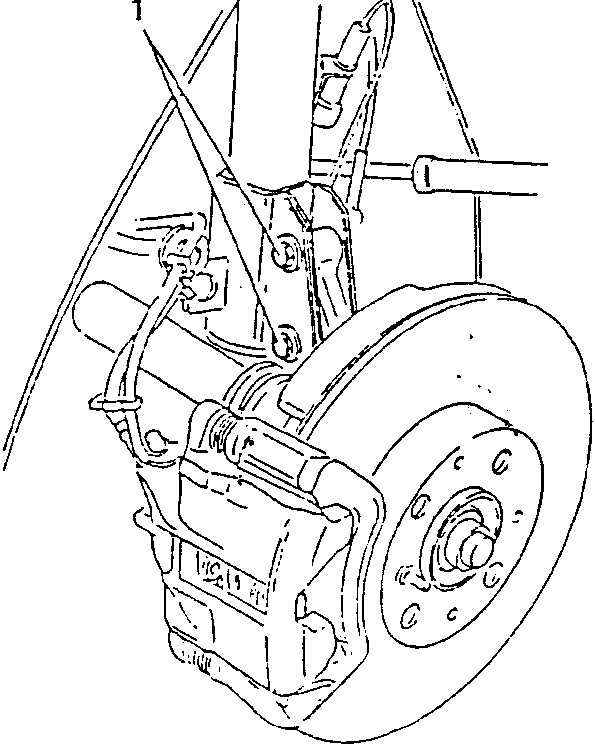 Front right shock absorber with upper bolt removed