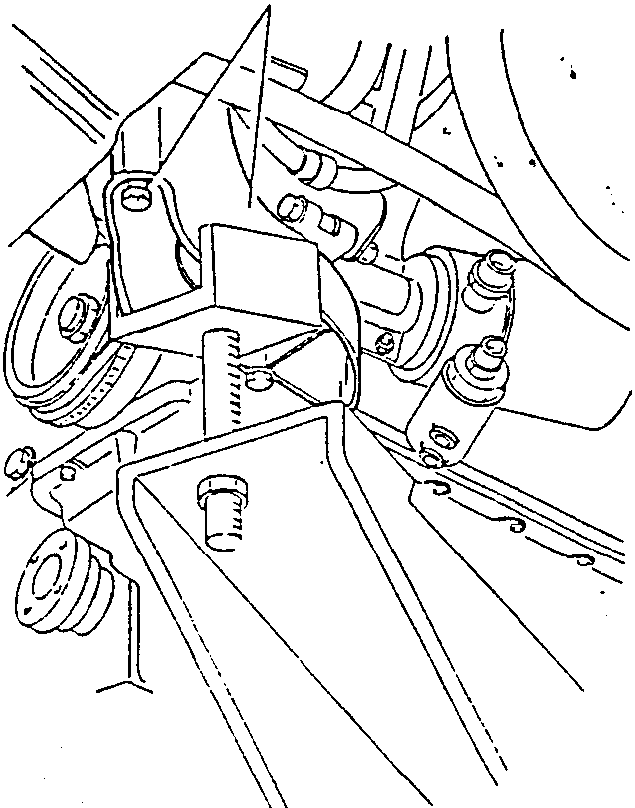 Diagram showing screw securing engine front support with part labeled 1*