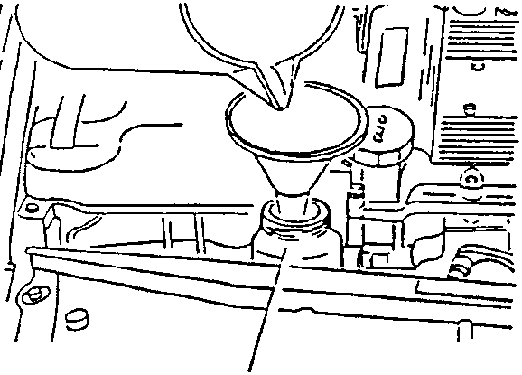 Filling power steering reservoir with funnel