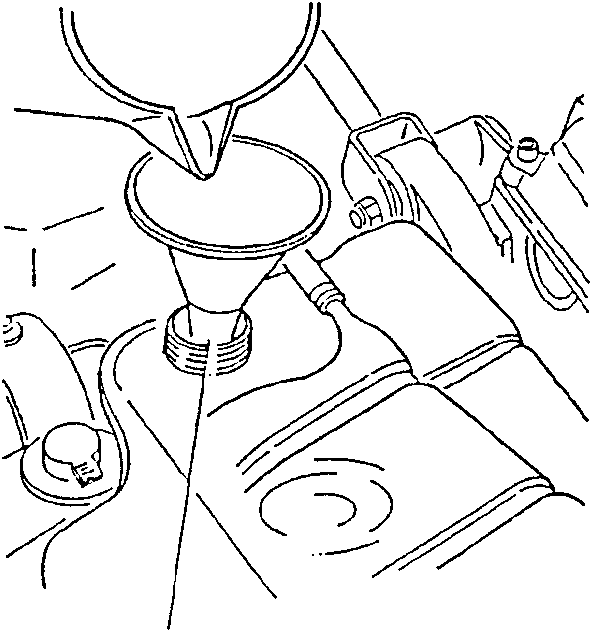 Pouring coolant into radiator filler neck