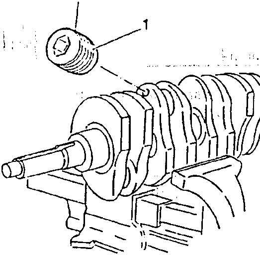 Illustration showing a cylindrical cap being unscrewed from an engine crankshaft, with a label 'LOCTITE' pointing to the cap.