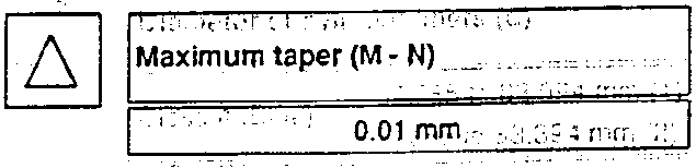 Illustration of a triangular symbol indicating maximum taper measurement.