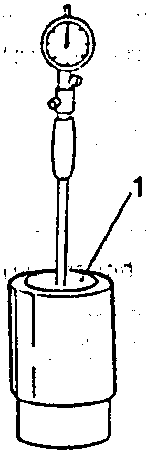 Illustration of a dial indicator measuring the inner diameter of a cylinder liner.