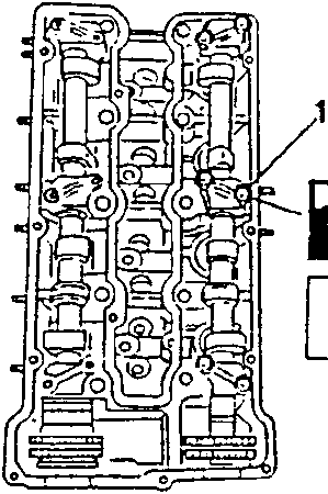 Engine main mechanical unit diagram showing camshaft and valve caps with torque specification box