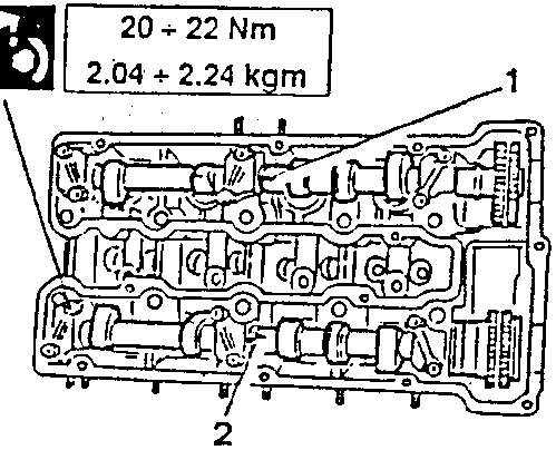 Illustrates valve train assembly with torque specifications