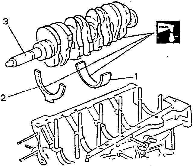 Crankshaft with thrust rings and main bearing halves