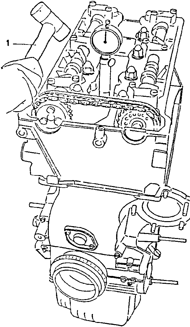 Intake side camshaft with plastic mallet and timing chain