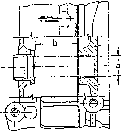 Cross-section of engine block showing timing belt idle shaft housing bushings