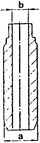 Valve guide diagram with labeled parts a and b