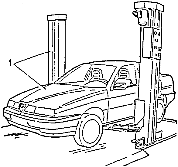 Vehicle on a lift with a car jack supporting it