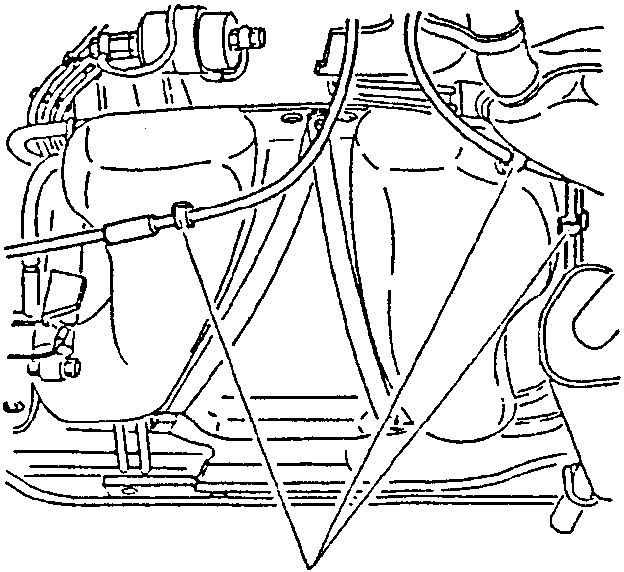 Handbrake cables and brake lines freed from brackets on tank