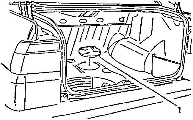 Diagram showing access to fuel system components from luggage compartment