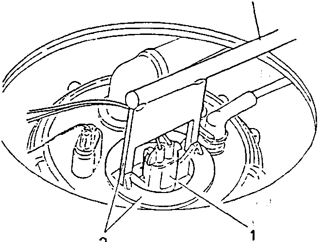Close-up diagram showing fuel level meter removal with tool