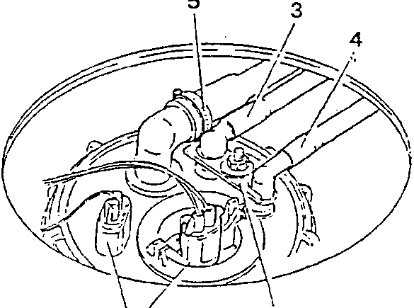 Diagram showing fuel pump and connections with numbered parts