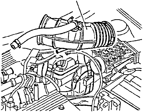 Engine bay showing constant idle speed actuator with corrugated sleeve
