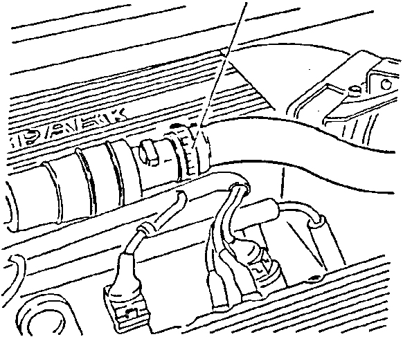 Engine bay showing corrugated sleeve and air intake hose connection