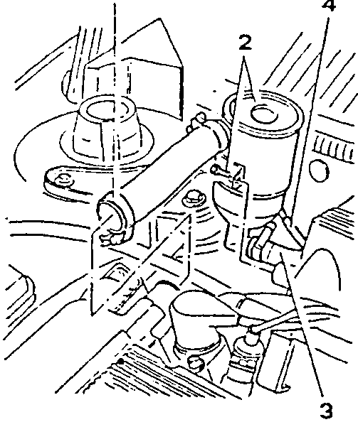 Diagram showing oil vapour separator with hoses connected
