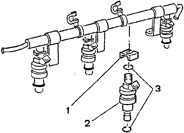 Diagram of electroinjectors with numbered parts