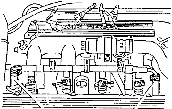 Fuel supply manifold with injectors and hoses