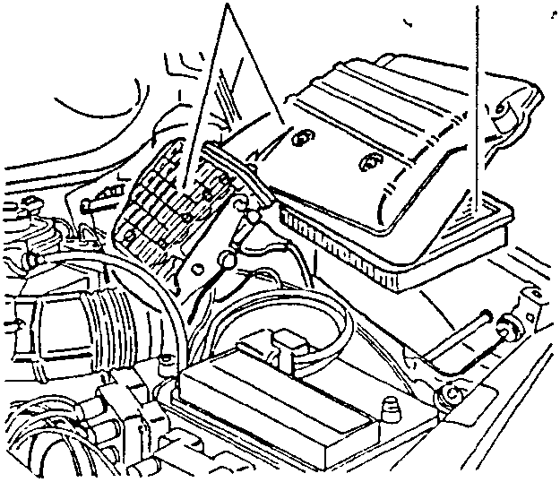 Close-up of air cleaner cover and support bracket