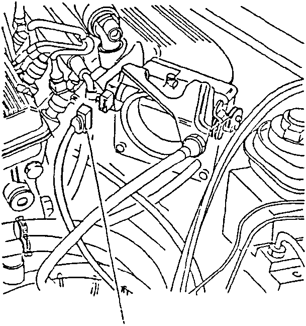 Engine bay showing throttle valve potentiometer with electrical connection