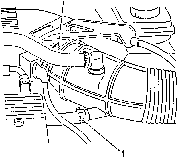 Engine bay showing corrugated sleeve with clamps and oil vapour recirculation hose