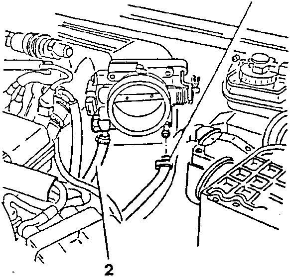 Throttle body with coolant hoses disconnected
