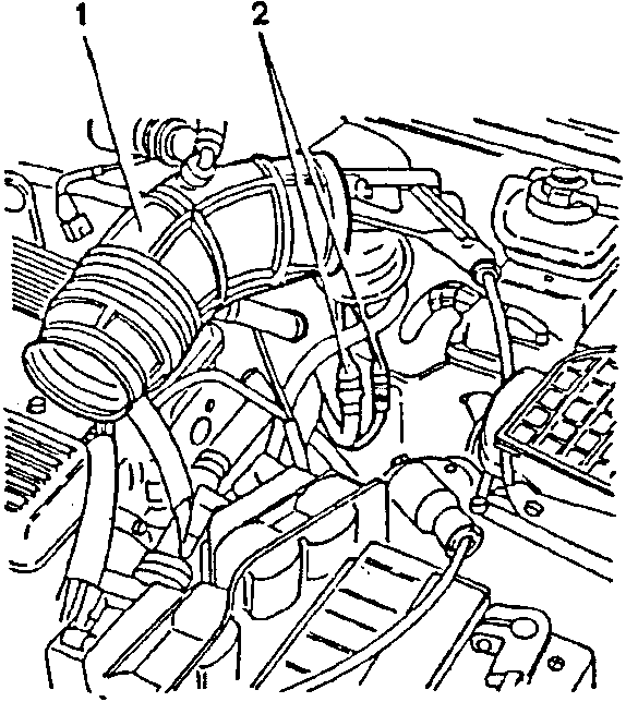 Engine bay showing air-flow meter, throttle body, and lambda probe connections