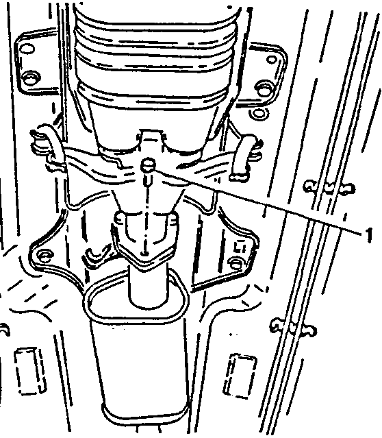 Diagram showing screws being unscrewed from flange connecting catalytic converter to exhaust pipe