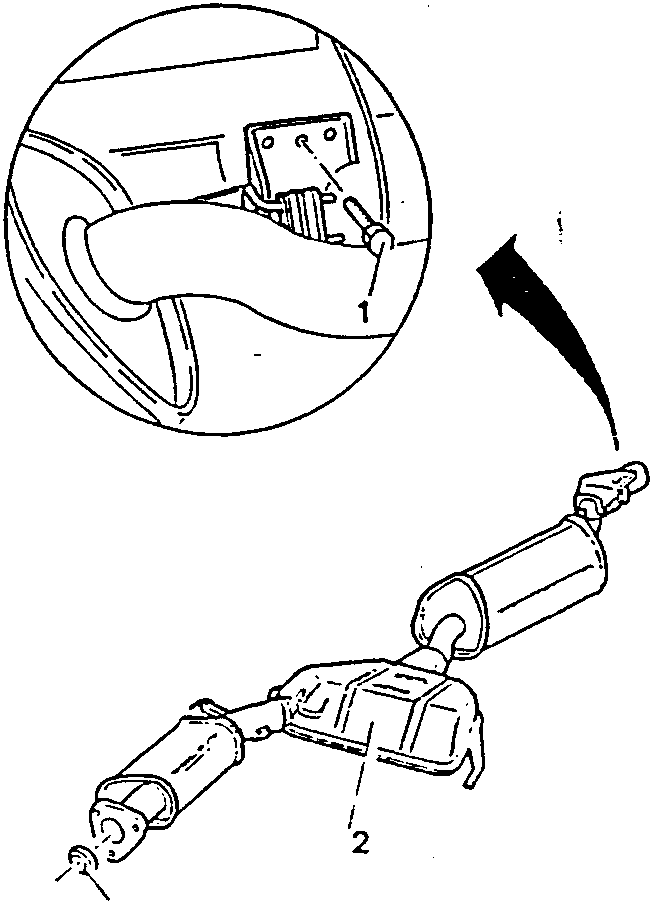 Diagram showing removal of rear exhaust pipe section and seal ring