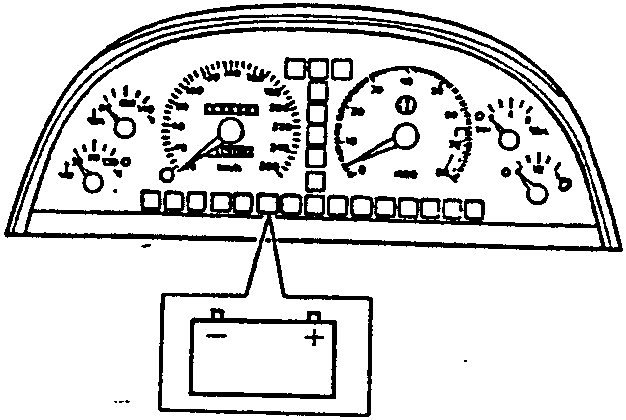Instrument panel showing battery warning light