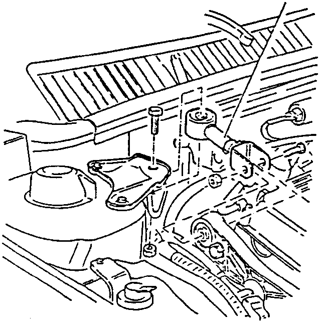 Diagram showing removal of damping rod by unscrewing two bolts