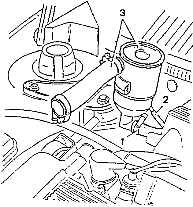 Diagram showing disconnection of oil vapour recirculation, recovery hoses, and support