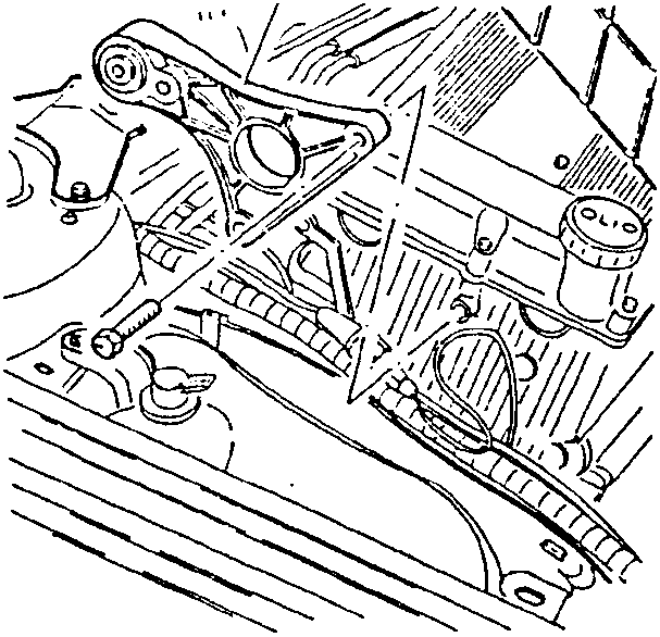 Diagram showing removal of damping rod support on engine side