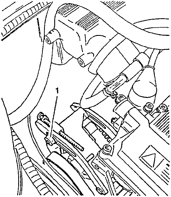 Diagram showing loosening of upper screw securing alternator