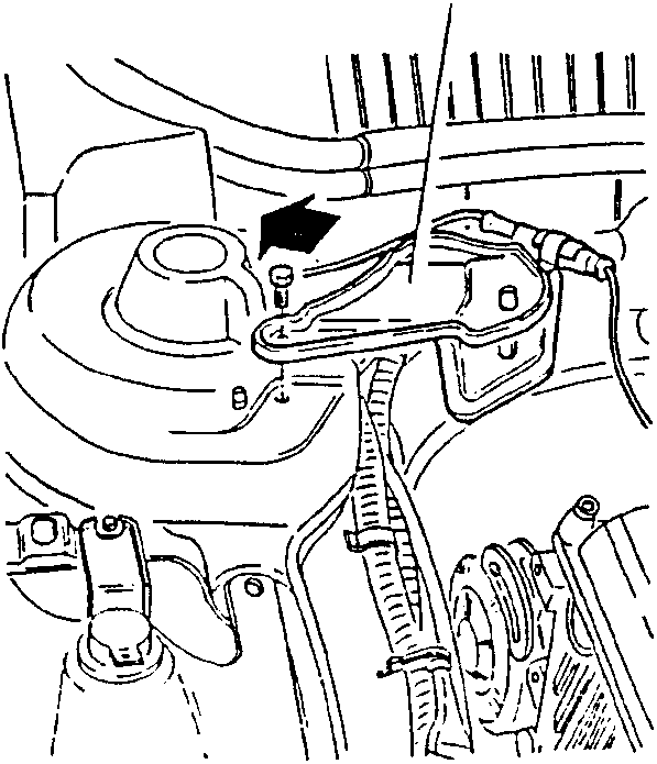 Diagram showing movement of damping rod support bracket to one side