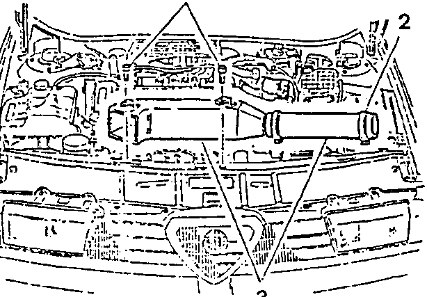 Diagram showing engine bay with labeled parts 1, 2, and 3.